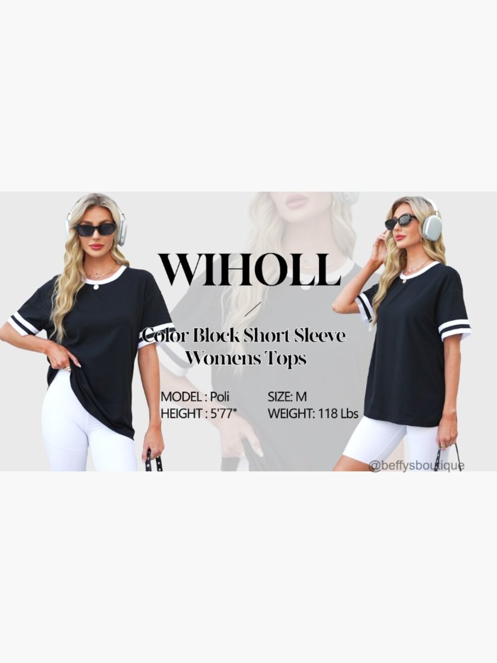 Loose Fit Short Sleeve Crew Neck Color Block T-Shirt - Picture 6 of 7